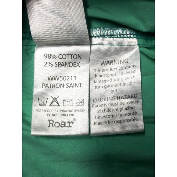 Roar Western Shirt Womens Sz L Slim Embroidered Rhinestones Cowgirl green black - Picture 10 of 12